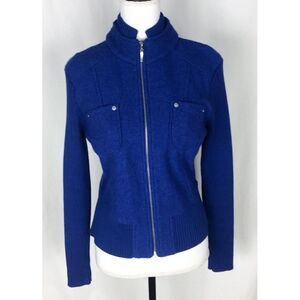 ESSENTIALS‎ by A.B.S.  Blue Wool Long Sleeve Jacket Size S Full Zip